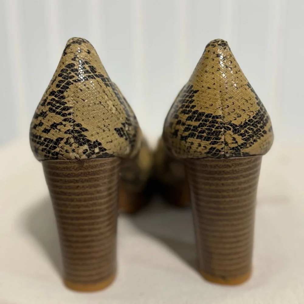 Y2K Mudd Platform Loafer Heels Snakeskin Print Chunky Block Heel Women's Size 6‎